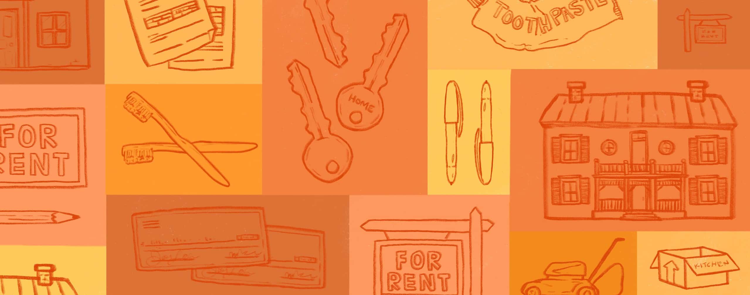 orange graphic showing images of home ownership