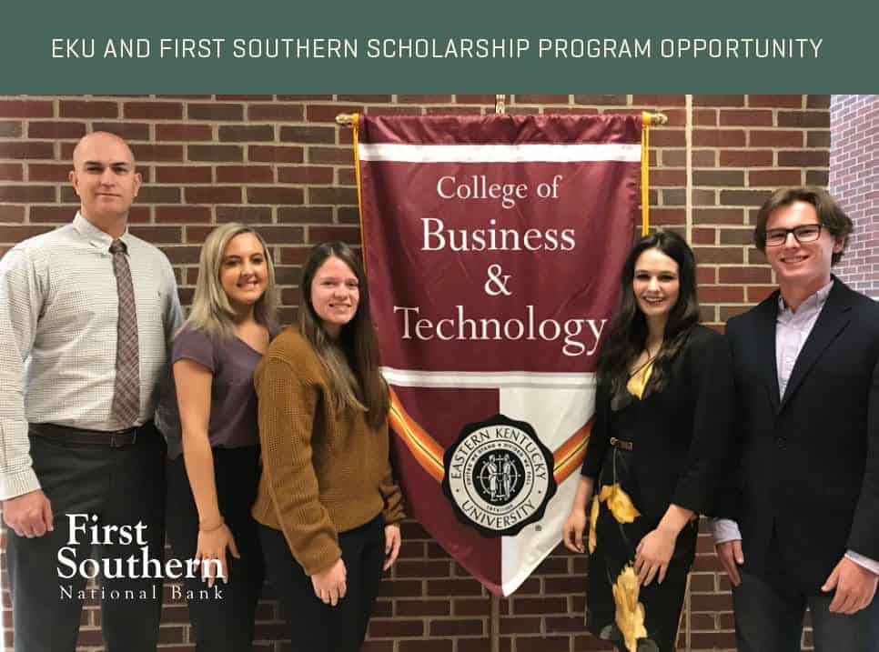 Students in front of EKU banner