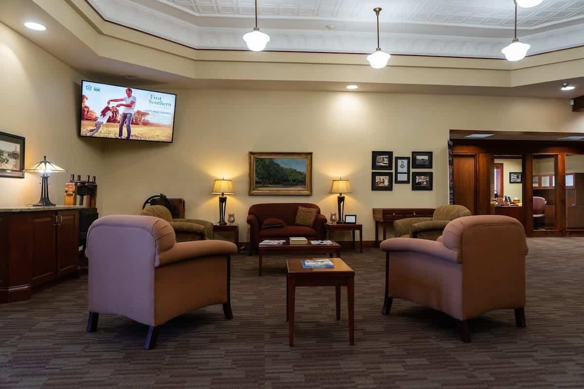 lobby of First Southern National Bank lobby of First Southern National Bank