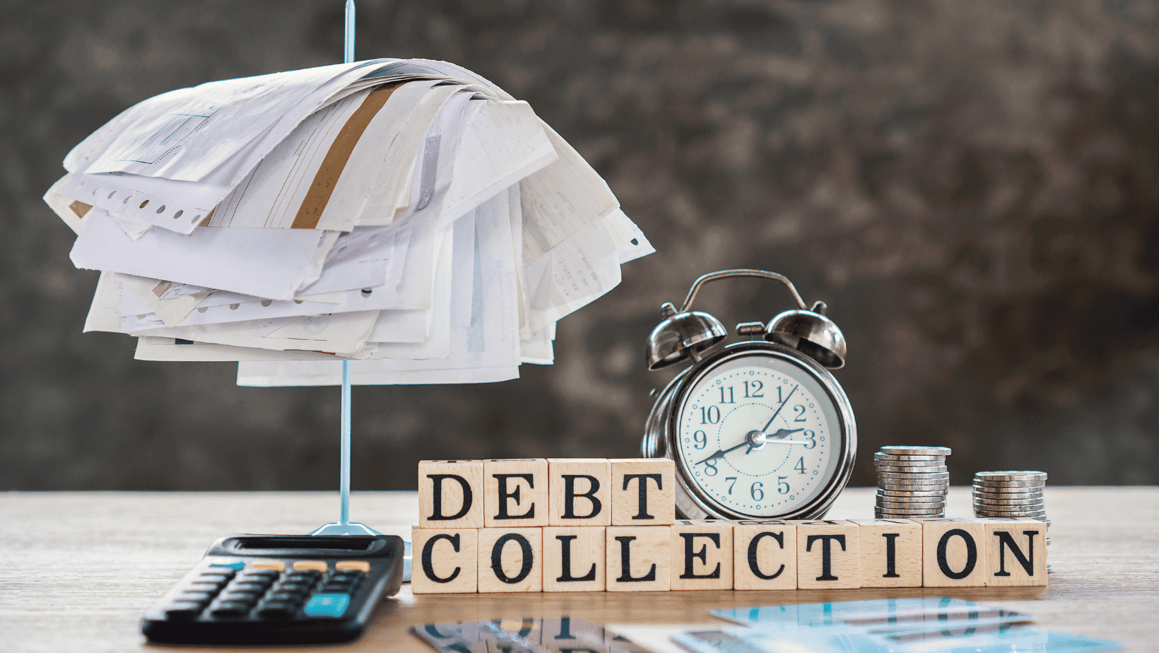 Blocks spelling "debt collection"